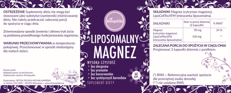 LIPOSOMALNY MAGNEZ- energia, zdrowie kości, sygnalizacja neuronów