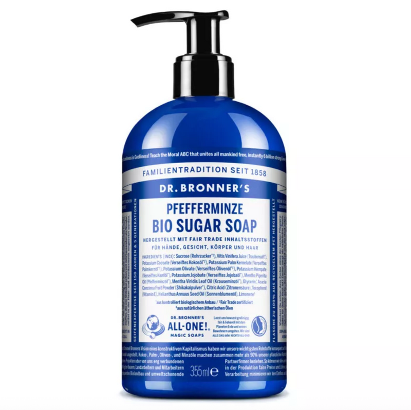 Organic Sugar Soap Peppermint 355ml, Dr. Bronner's