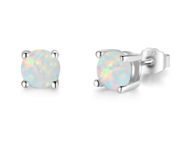 Kolczyki z opalem i tachyonem ze srebra próby 925 o średnicy 7 mm