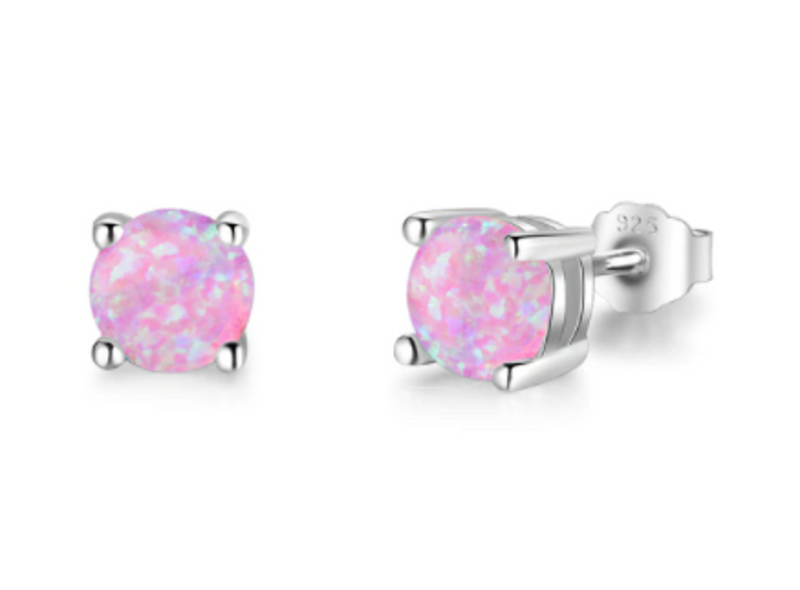 Kolczyki z opalem i tachyonem ze srebra próby 925 o średnicy 7 mm