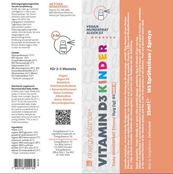 Witamina D3 dla dzieci w sprayu- smak cytrynowy